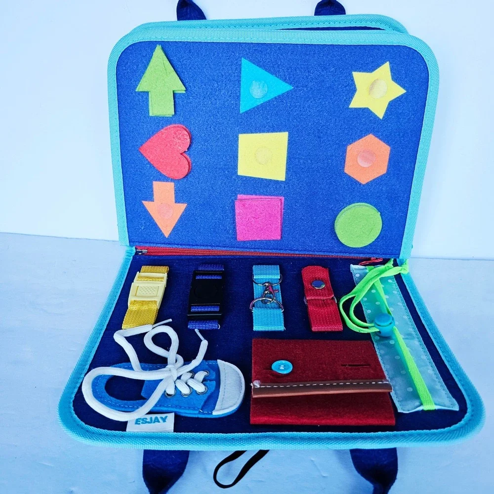 Toddler Esjay Busy Board Sensory Montessori Learning Toy Dinosaur Travel Bag